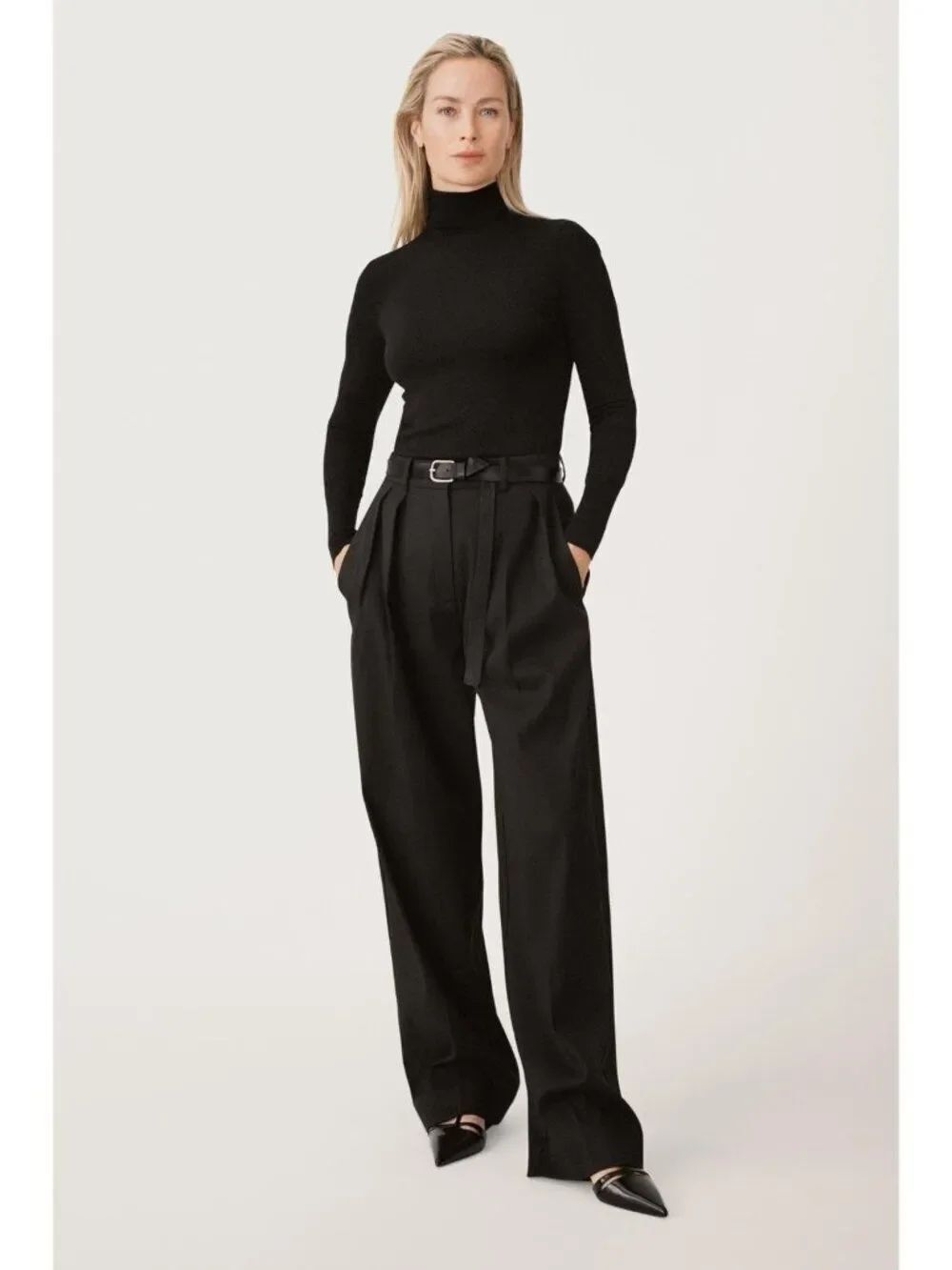 Zara Womens Sweater Medium Black High Neck Wool Blend 50th Anniv 2893/084 NWT